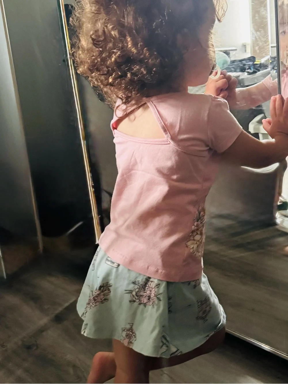 Girls' Pink Sailboat Tee & Light Blue Floral Sail Skirt Matching Set